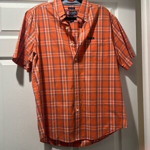 Chaps Men’s orange plaid short sleeved shirt